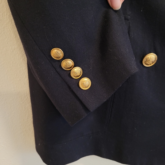 Vintage Ralph Lauren Wool Double Breasted Navy Blazer with Gold Buttons - Picture 4 of 6